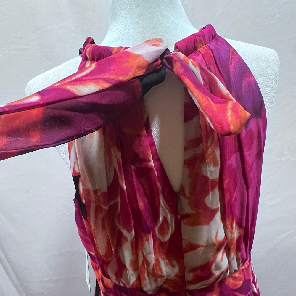 Eliza J Sleeveless Halter Neck Floral Print Chiffon A-line Pleated Maxi Dress 12 - Picture 8 of 12